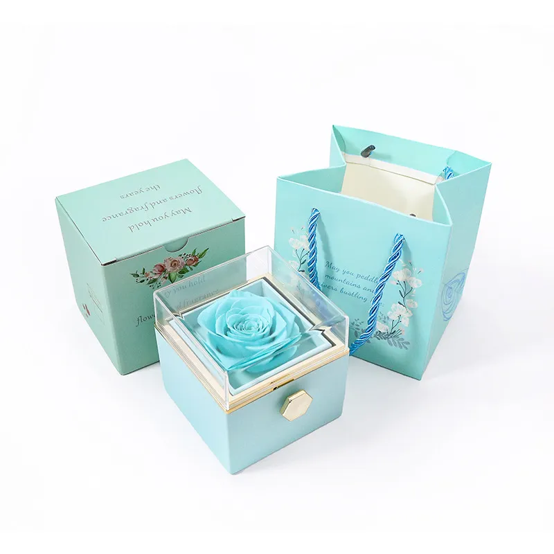 Eternal Rose Box with Engraved Necklace
