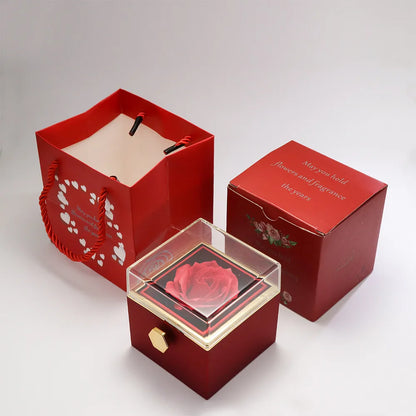 Eternal Rose Box with Engraved Necklace