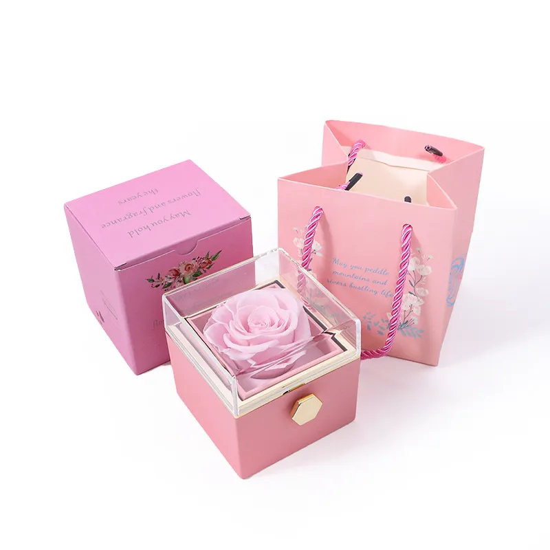 Eternal Rose Box with Engraved Necklace