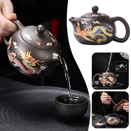 Color-Changing Purple Clay Teapot 3PC Set